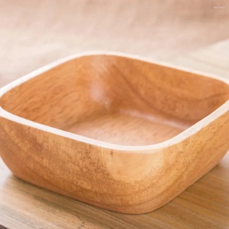 Dinnerware Sets Wooden Bowl Salad Simple Dessert Serving Flatware Large Plate Container Fruit Tray