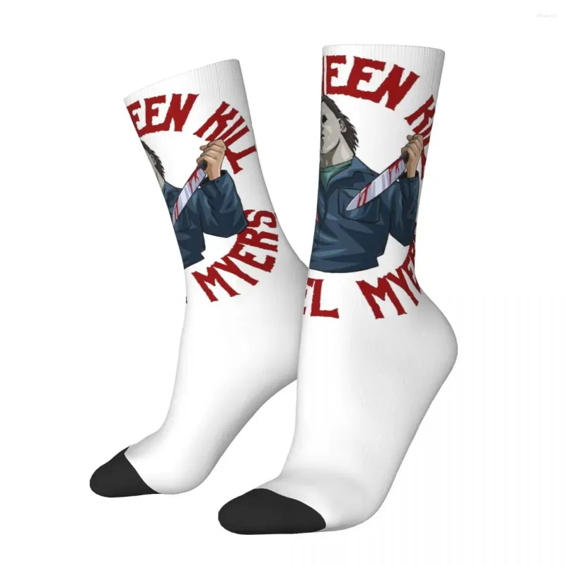 Chaussettes masculines Film d'horreur décontracté Halloween Michael Myers Couteau confortable Unisexe Randonnée intéressante Four Seasons