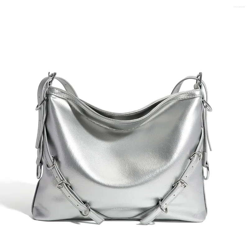 Silver leather hobo bag deals