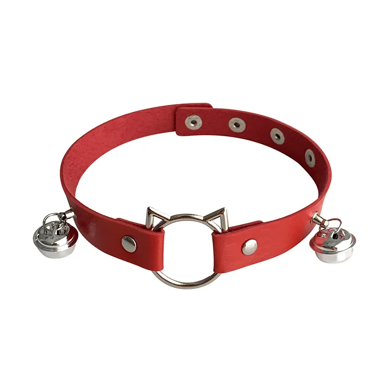 Rumtock Black PU Leather Choker Necklace With Silver Bell - Punk Gothic Halloween Collar For Women & Girls