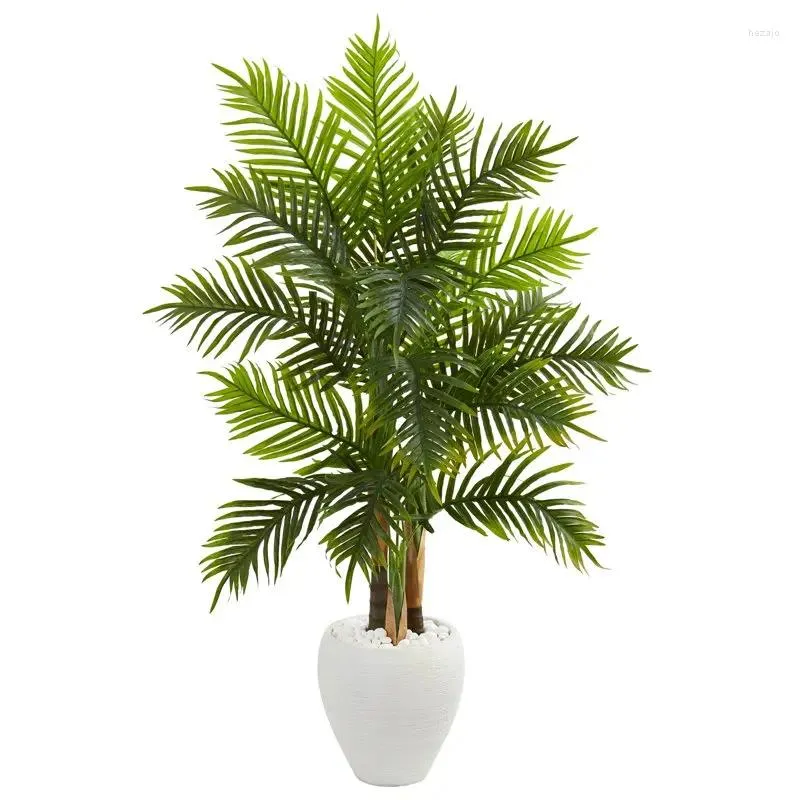 Flores decorativas Areca Palm Artificial Tree in White Planter (toque real)