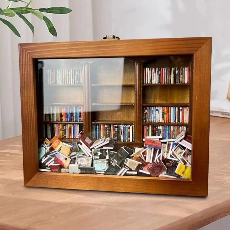장식 인형 창조적 인 반불 한 책장 장식품은 불안 미니어처 북 박스를 흔들어 놓는 작은 도서관 캐비닛