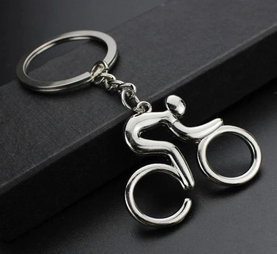 20pcsLot Metal Riding Bicycle Keychain Fashion Sports Key Chains Cool Man Bag Pendants Charm Female Accessory Jewelry Whole1893728