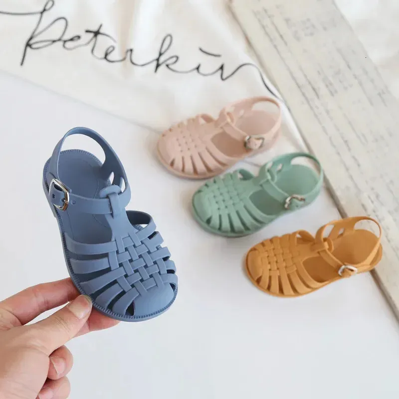 Baby Gladiator Sandals Casual Breathable Hollow Out Roman Shoes PVC Summer Kids Shoes Beach Children Sandals Girls 240412