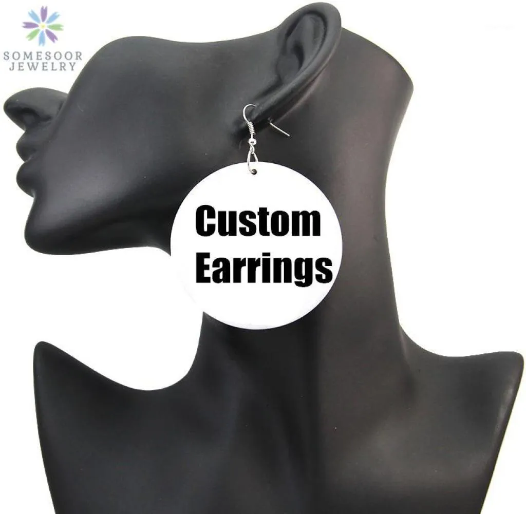 SOMESOOR Personalized Afro Wood Drop Earrings 6cm African Blacks Art Custom Printed Jewelry No MOQ For Black Women Gifts 1Pair14140880