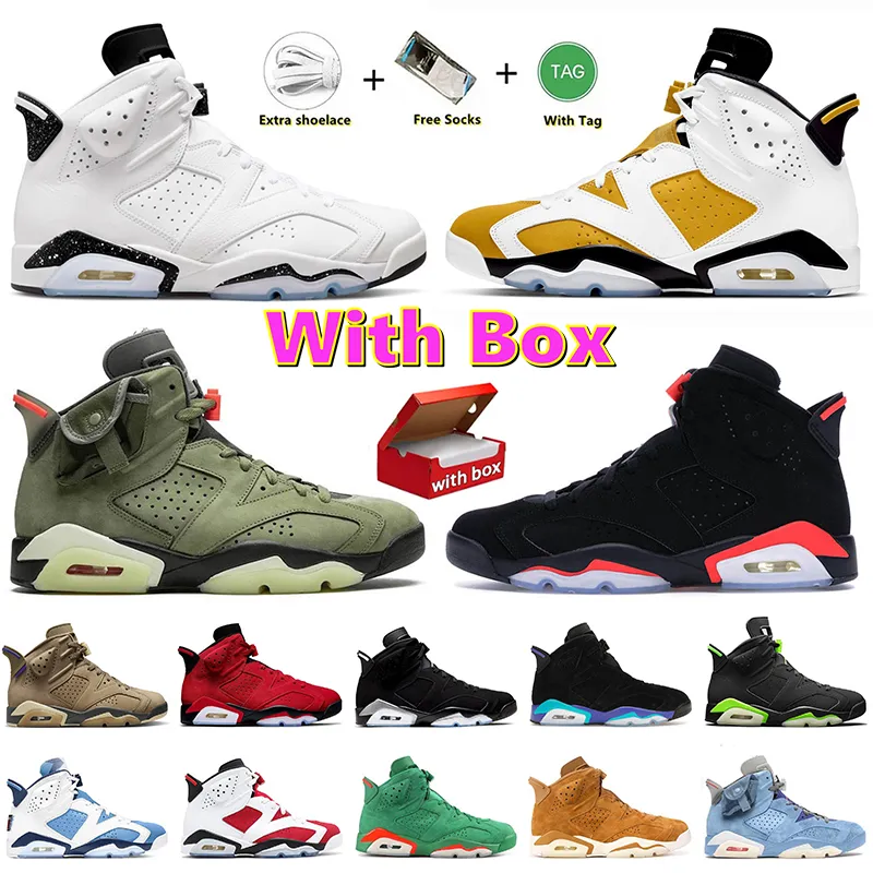 Nike jordan 6 Retro Travis Scott 6s Retor Basketball Shoes TS Traviss Scott OG Jumpman 6 Brown Kelp Black Infrared Reverse Oreo Yellow Ochre Mens J6 jordens6【code ：L】