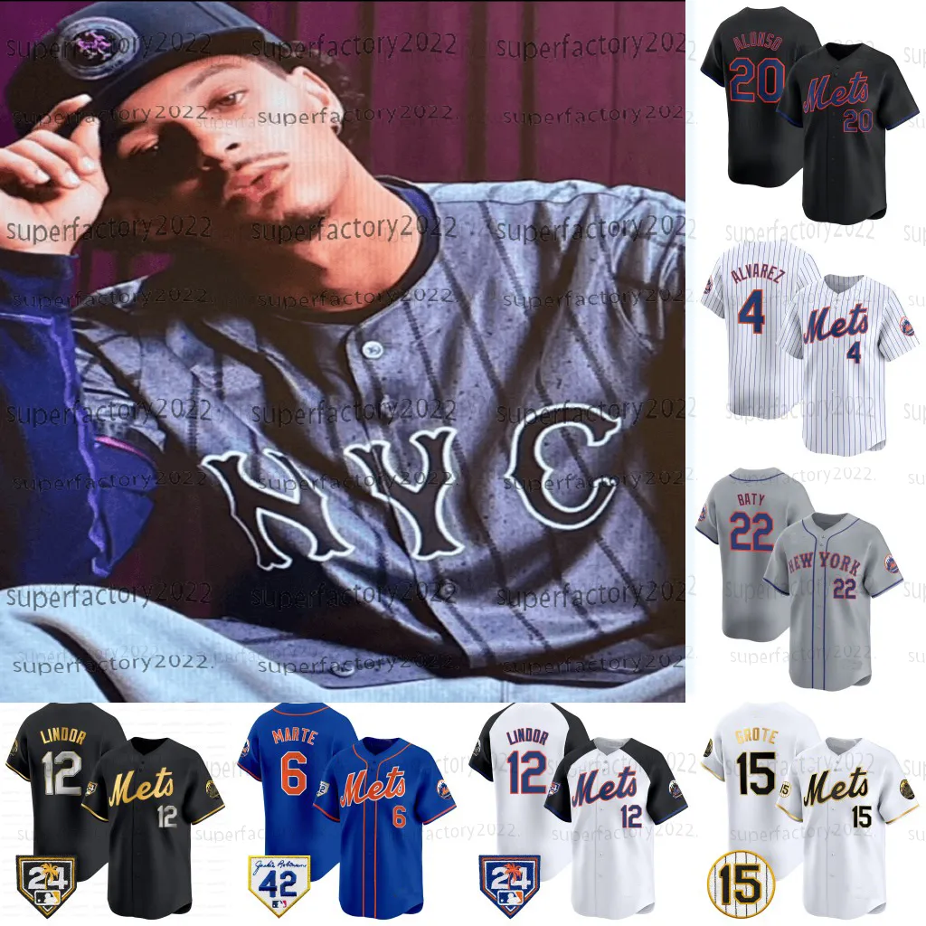 12 Francisco Lindor Mets 2024 City Connect Jersey Francisco Alvarez Yoshinobu Yamamoto Pete Alonso Jeff McNeil Starling Marte Edwin Diaz Baty Nimmo Starling Marte