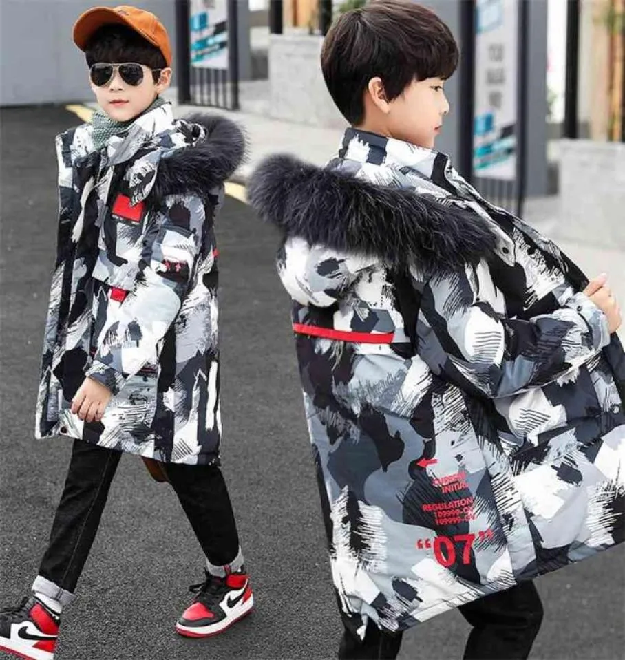 Teenage Big Boys Winter Jacket Children039s Fuga in pelliccia con cappuccio i bambini addensano il cappotto caldo per 4 6 8 10 12 14 anni 2109039284664