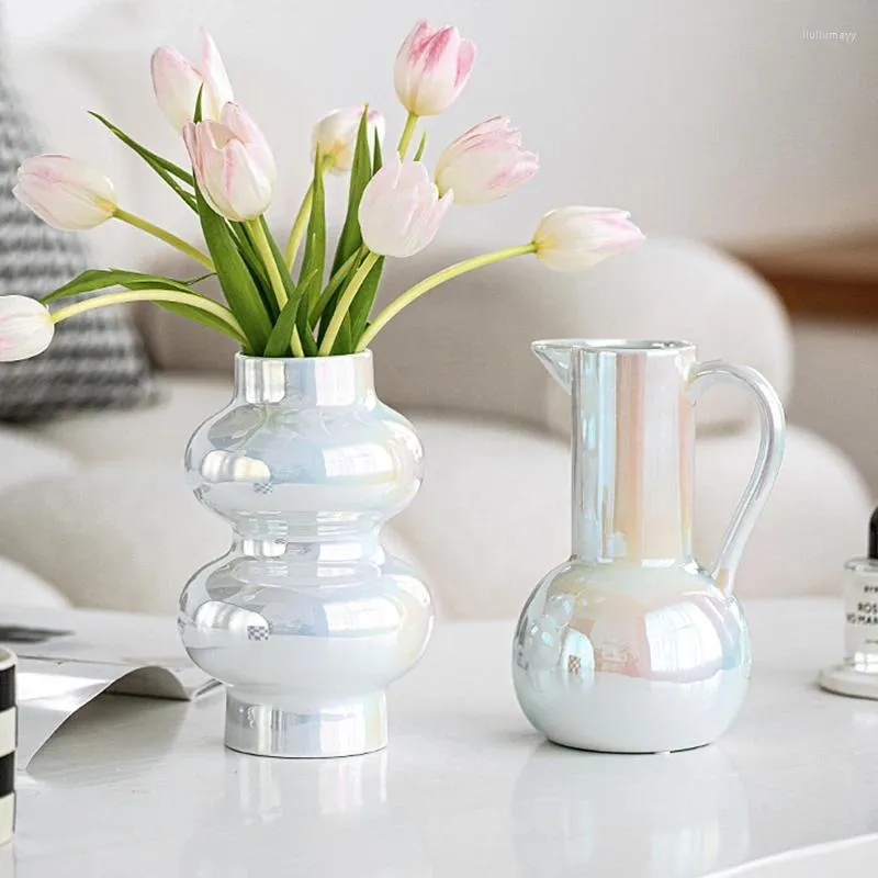 Vaser Hydroponic Ceramic Vase Flower Esthetic Plant Vintage Small Design Ikebana Rose En Ceramique Luxury Home Decor WK50HP