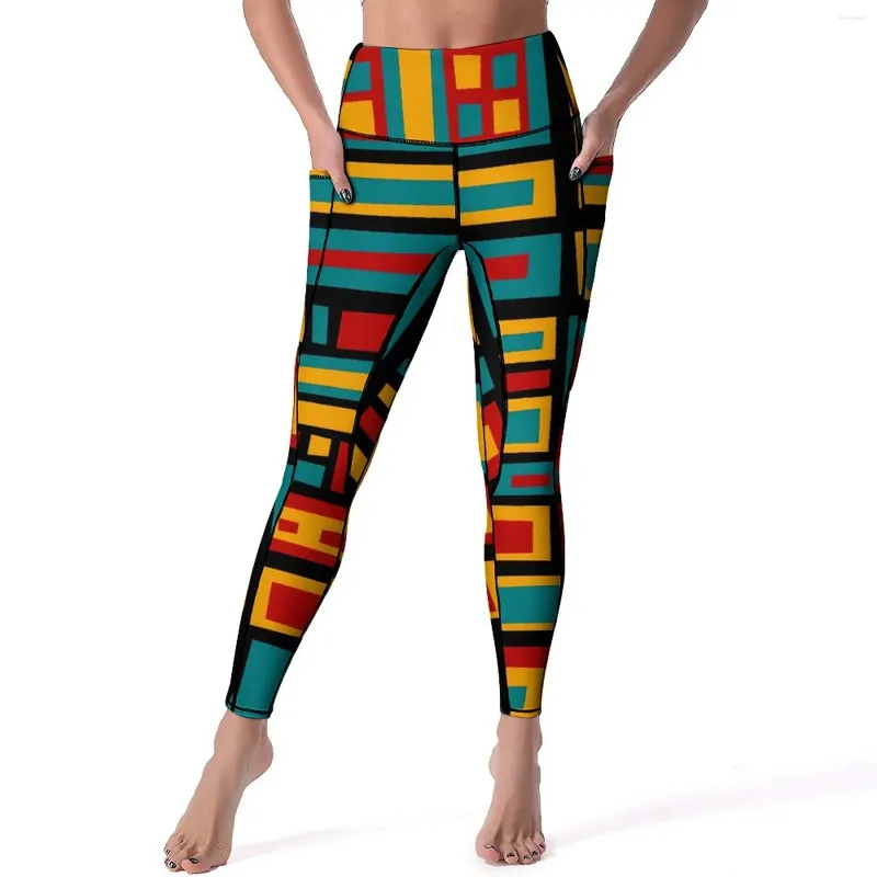 Actieve broek kleurrijke de stijl leggings in de stad fitness yoga hoge taille elastische sportzakken stretch design legging