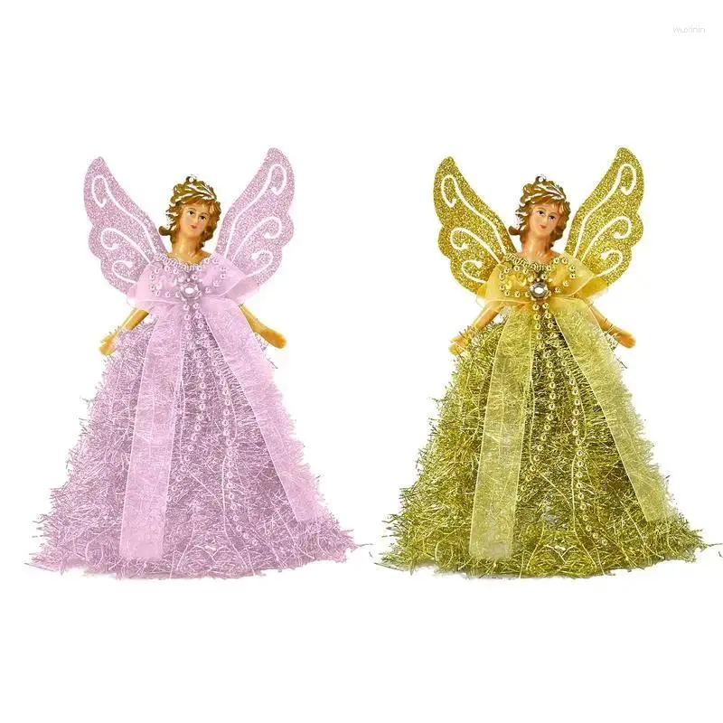 Decorações de Natal Anjos Tree Tree Topper Star Angel Treetop com trajes de luxo Doll Standing