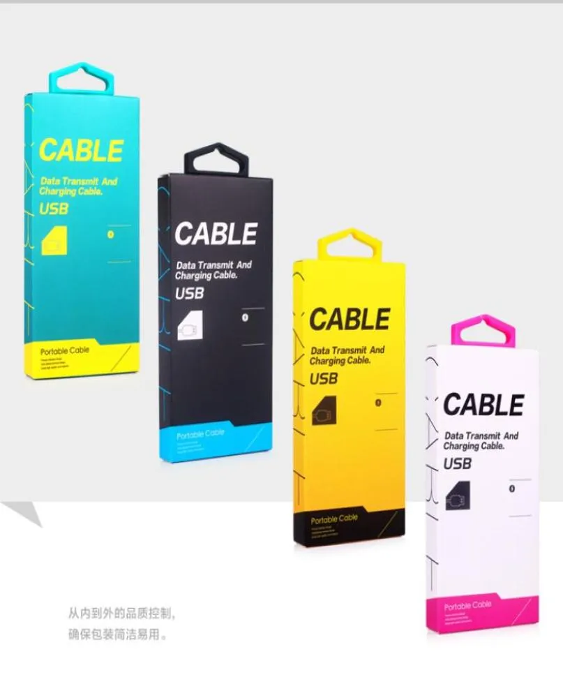 Universal Micro USB Charger adapter type c cable Paper retail package box for mobile phone with Handle6388037