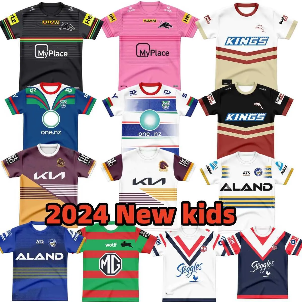 2024 kids Penrith Panthers Dolphins rugby Jerseys Eels Broncos rabbit Titans Dolphins Sea Eagles STORM Brisbane ROOSTERS Warrior kids 2024 rugby Jerseys shirts