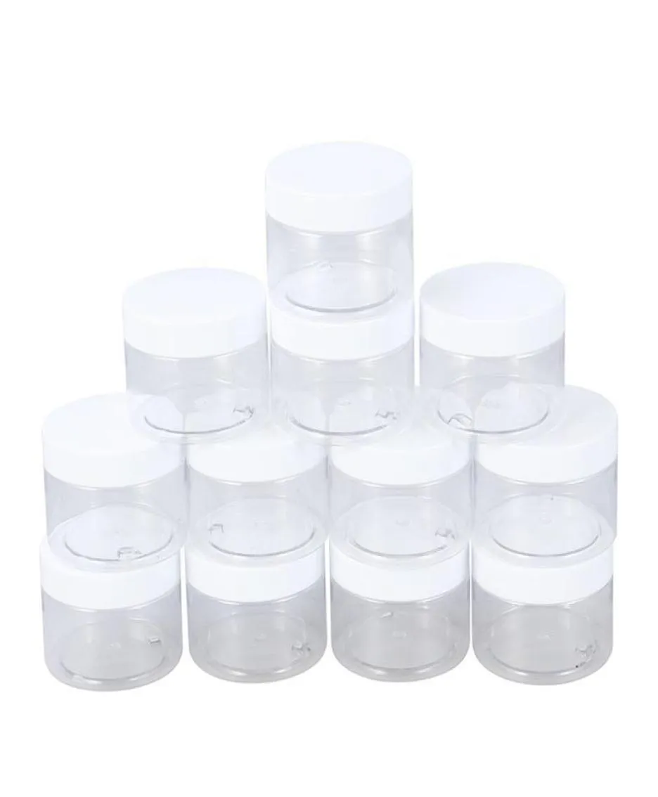 Bouteilles d'emballage 12 pcs vide en plastique transparent slime favorite pots widemouth rechargeables contenants avec couvercles pour artisanat cosmetics lotion8971880