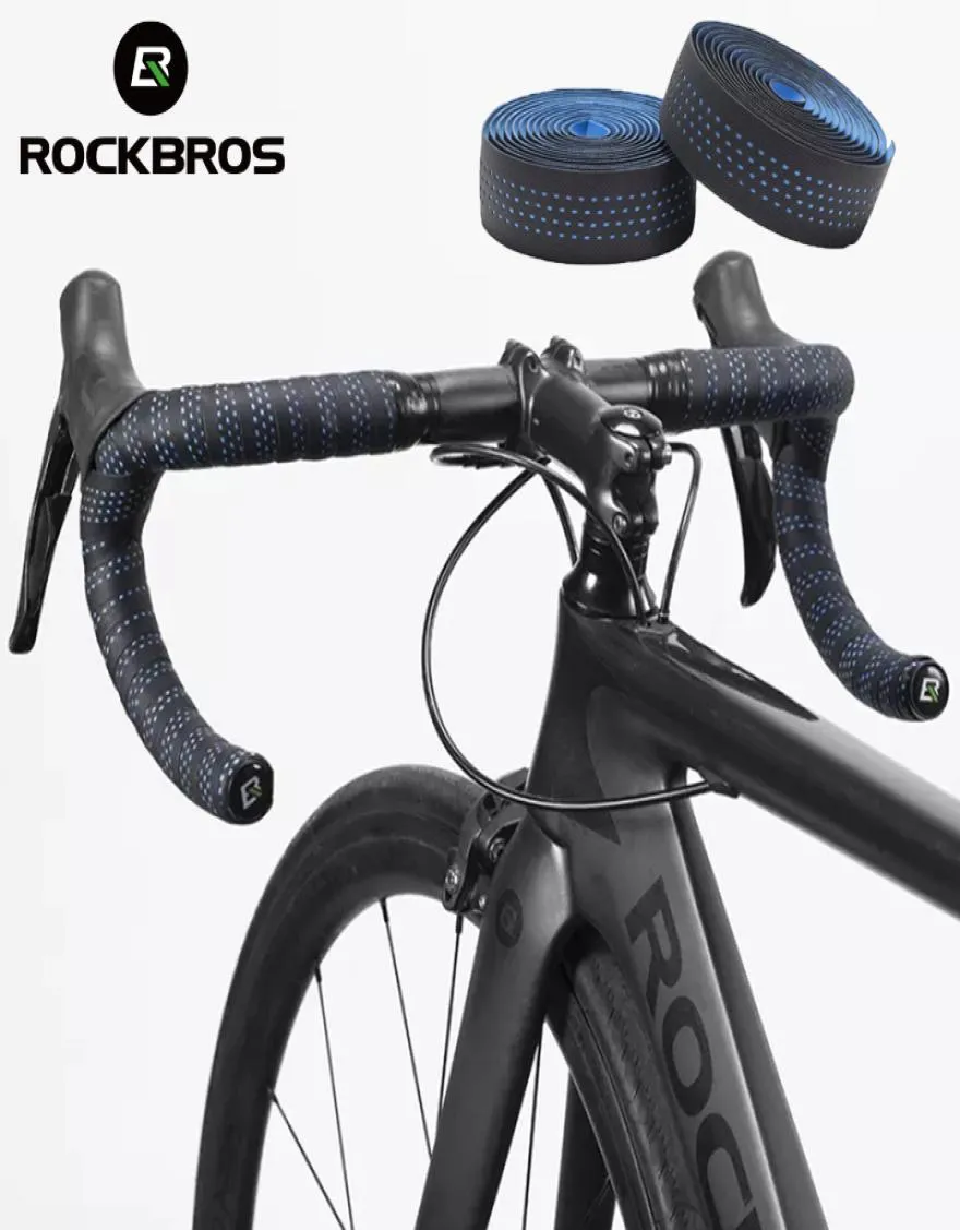 Rockbros Bike HandleBars Tape Pueva Antislip Lapソフト通気性衝撃ロードテープエンドバーMT自転車グリップサイクリングアクセサンオ8104291