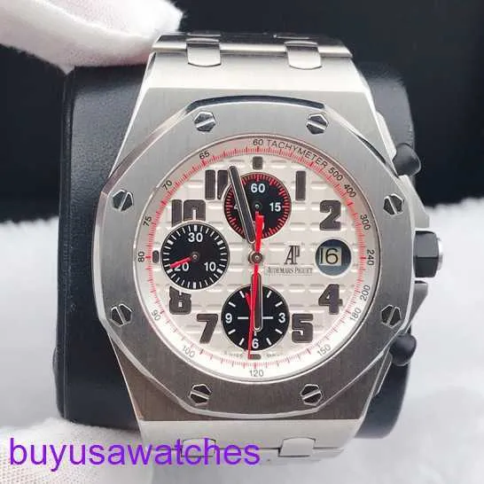 AP bilek saati Montre Kraliyet Meşe Offshore Hassas Çelik 26170ST AMOMATİK MEKANİK KIRMIZI İYİLİ TIMING ANTA MANASYET BEYAZ PLAKA ÇELİK BANT BANTI