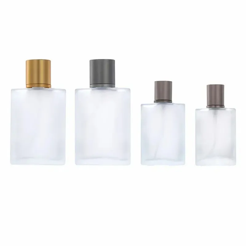 30ml 50ml Clear Glass Spray Bottle Frosted Square Glass Perfume Bottle Cosmetic Packaging Bottle Vials