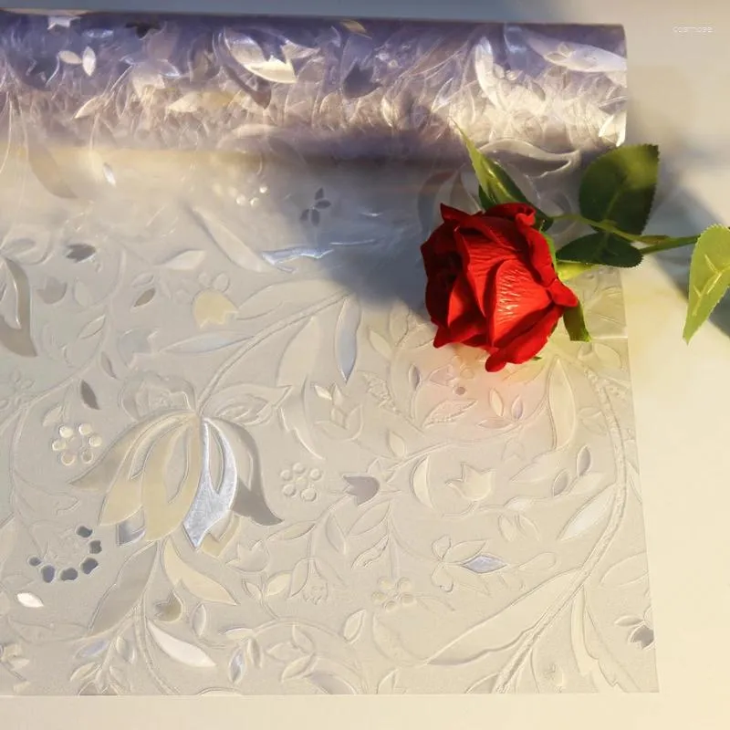 Naklejki okienne 3D statyczne przyleganie Tulip Flower dekoracyjny folia prywatności wytrawione szklane szklane krople folii laserowe długość 200 cm