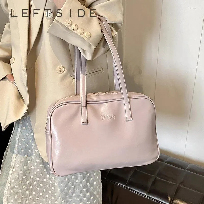 Drawstring 2024 Korean Fashion Casual Women Simple Solid Color Soft PU Leather Designer Shoulder Bag Female Handbags And Purses PINK