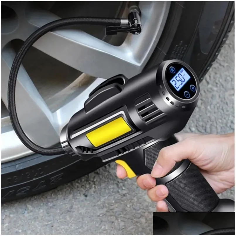 Inflatable Pump Car Air Compressor Portable Electric Tire Inflator Wireless Bike Motorcycle Drop Delivery Automobiles Motorcycles Vehi Otfg9