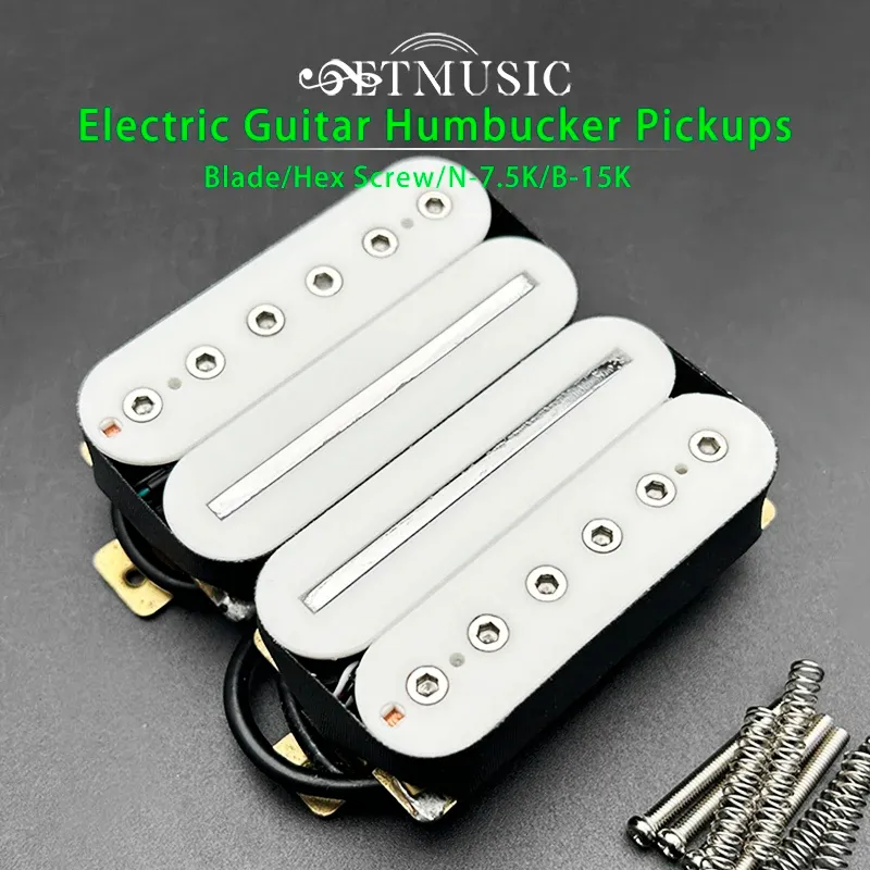 Guitar Electric Guitar Humbucker Blade och Hex Screw Justering Dual Coil Guitar Pickup med 4 Conduct Cable/Coil Spliting White