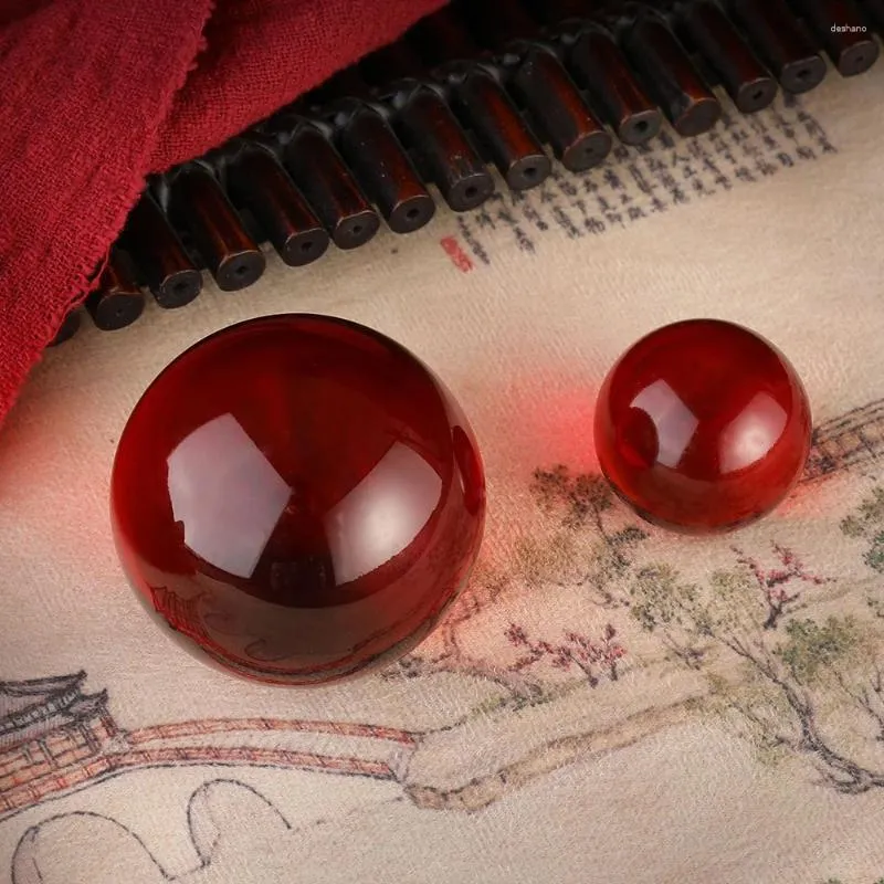 Figurines décoratives Verre lisse sphère transparente rouge 30 mm et 50 mm sans trous Crystal Round Light Bals Perles pour le bricolage de la lampe
