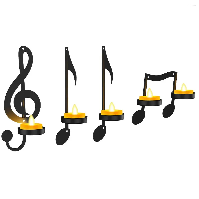 Candle Holders 4st Music Note Holder Black Wall Sconce Vintage Art Musical Style Iron