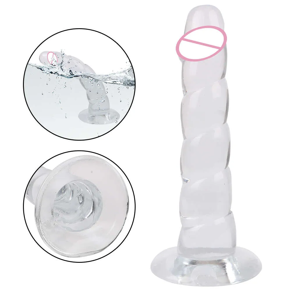 Toys sexy pour adulte pour femmes plug bout anal avec aspiration tasse à gelée douce gode cristal réaliste fausse bite