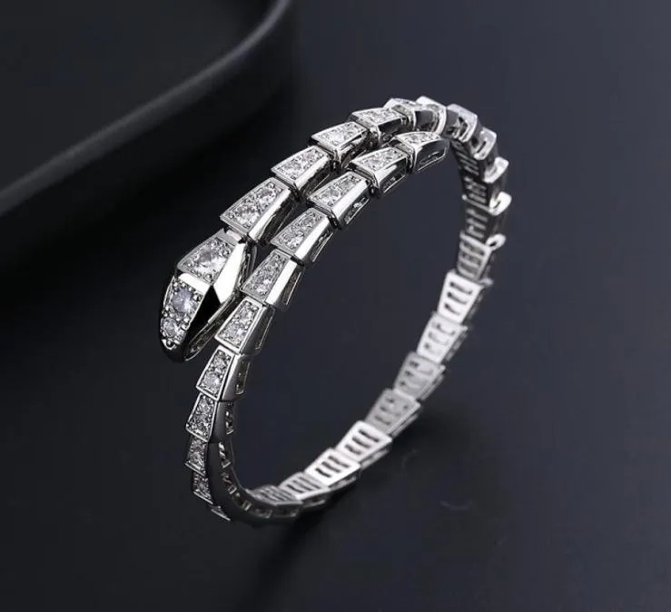 Love Bangle Serpent Designer Armband smyckesdesigner Diamonds Elastic Force Thick Gold Plating NE Opening High Version Bone Womans Armelets Gift6092909