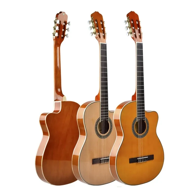 Kable klasyczne gitarowe cienki korpus 39 -calowy akustyczny elektryczny nylonstruujący guitarra 6 sznurek świerkowy czerwony wysoki połysk wycięty electro odbiór