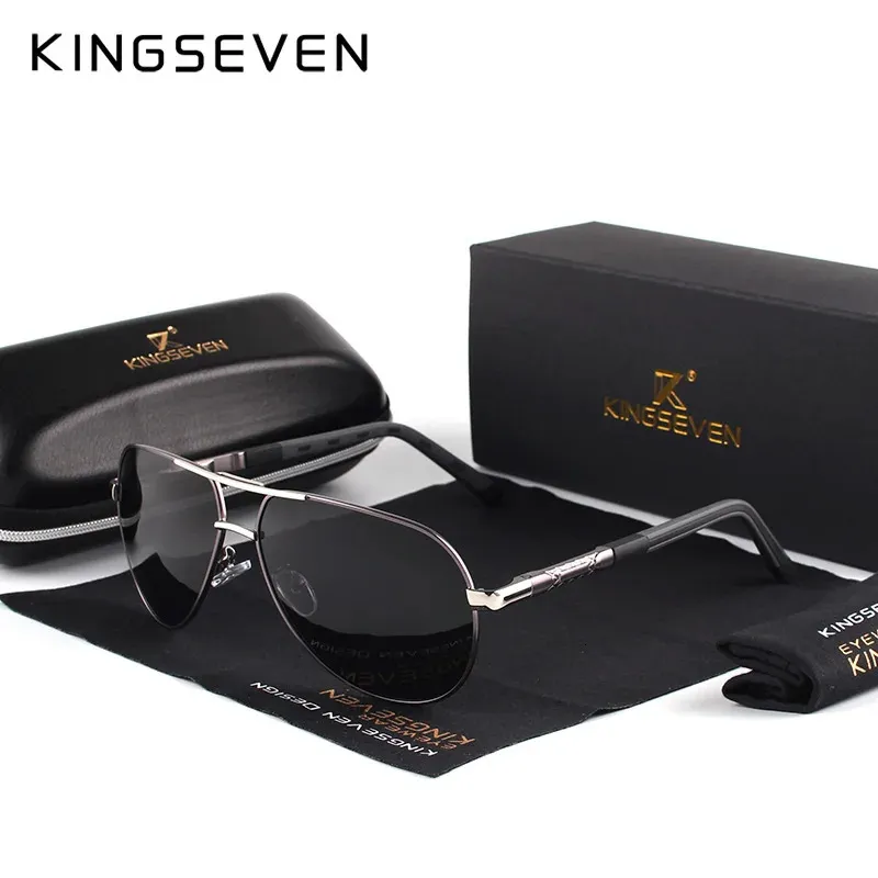 Óculos de sol polarizados de alumínio Kingseven Men vintage