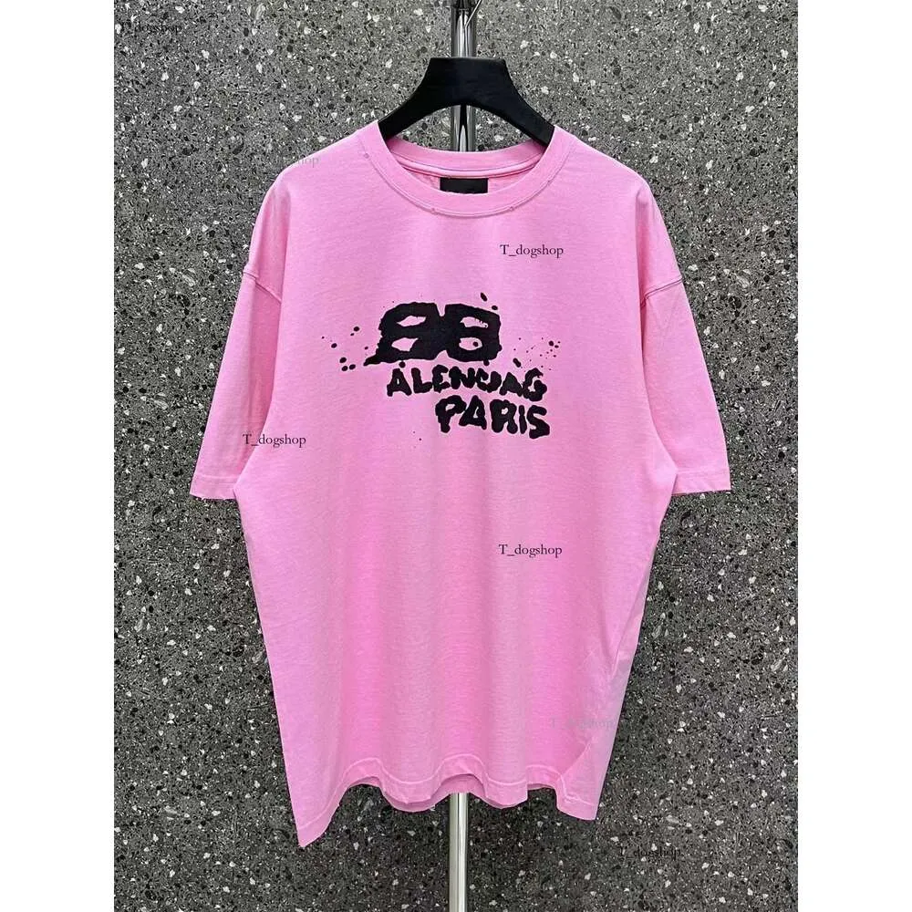 Projektantka koszulka dla mężczyzn i kobiet z ubrania Para Ręcznie rysowana graffiti BB Splash T-shirt luźna wysokiej jakości Trendowa Treny Paris 524