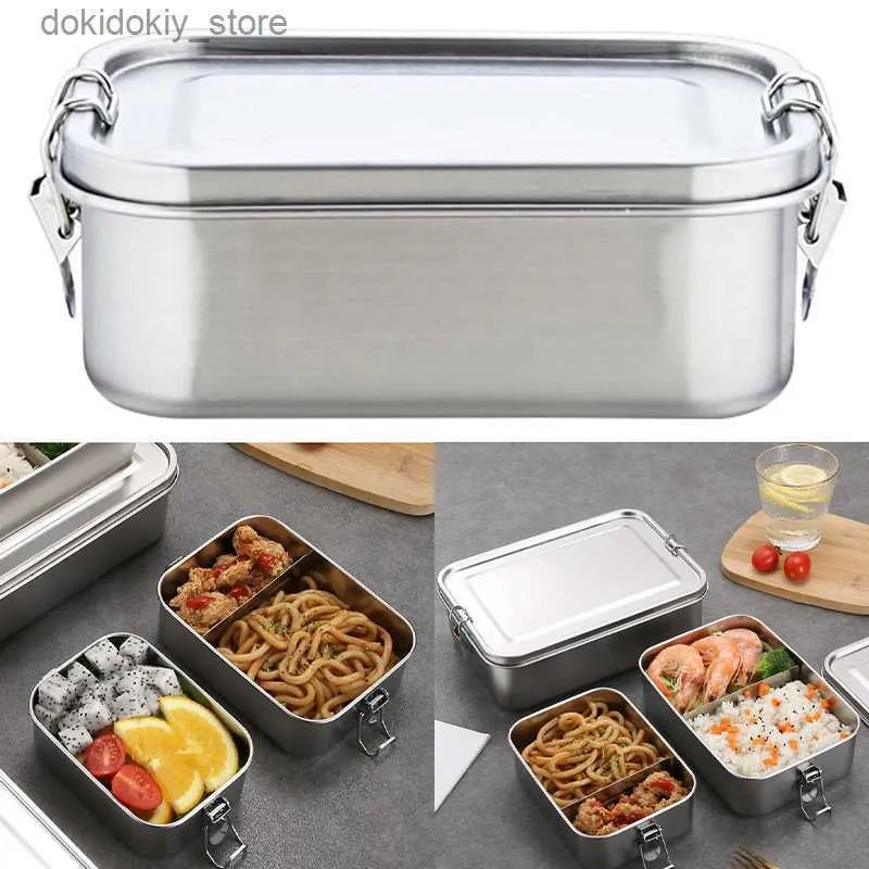 Bento Boxes 2 rids Stainless Steel Lunch Box Food Container Children Bento Box Top rade Snack Storae Compartment Lunch Box Kitchenware L49