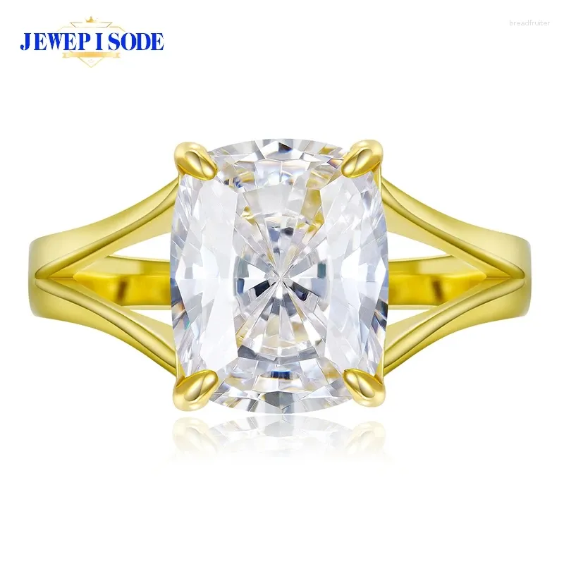 Clusterringen Joodpisode 18k gele goudkleur 8x10mm Radiant Cut 5a Zirkon voor vrouwen man 925 Sterling Silver Anniversary Sieraden