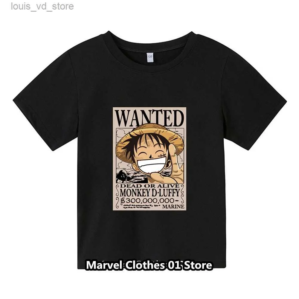 Giyim setleri yeni bir parça tshirt çocuk hayranları hediye giyim kızları tshirt bebek erkekler luffy tişört yaz t kısa kol t240415