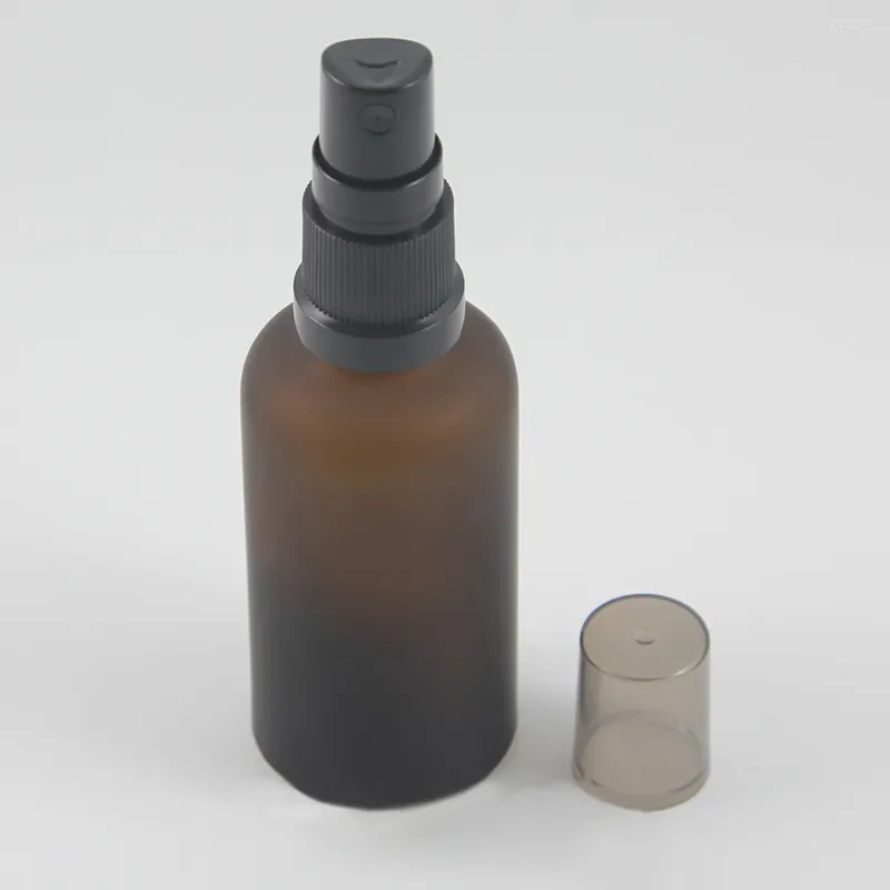 Storage Bottles Wholesale Refillable 50ml Glass Spray Bottle Matte Amber Perfume For Skincare Makeup Container