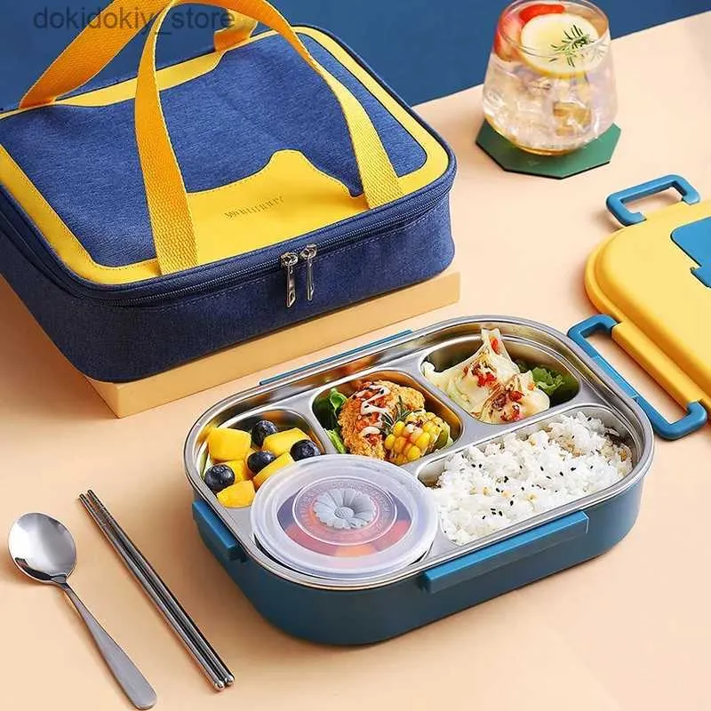 Bento Boxes Portable Kids Lunch Box with Compartment 18/8 Stainless Steel Container for Children School Picnic Bento Food Box Lunchbox L49