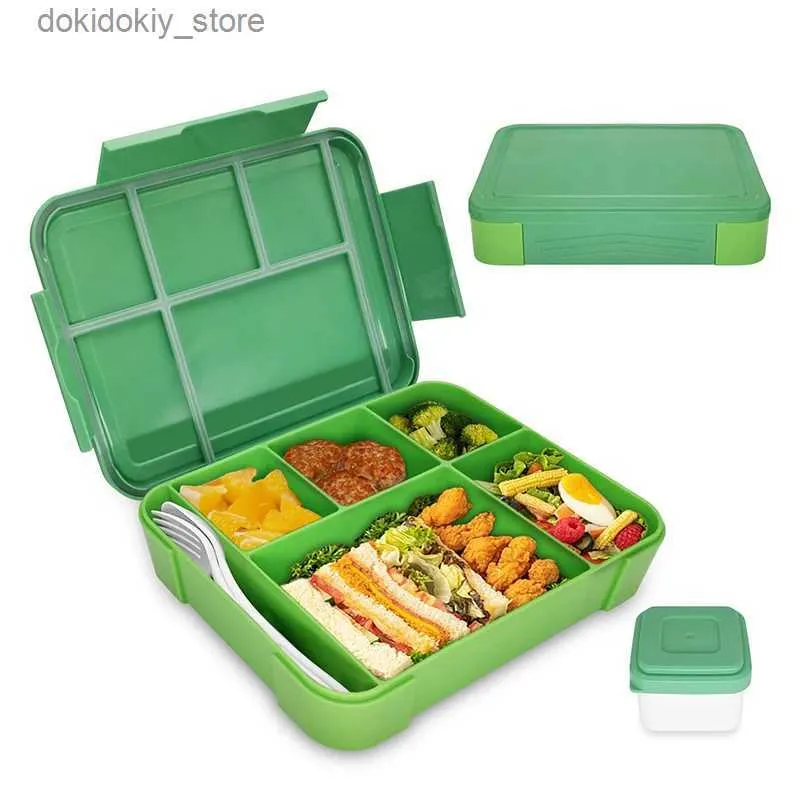 Bento Boxes Compartiment Lunch Box Plastic Portable Lunchbox Dents Office Bento Box Microwave Food Containers met vork en lepel L49