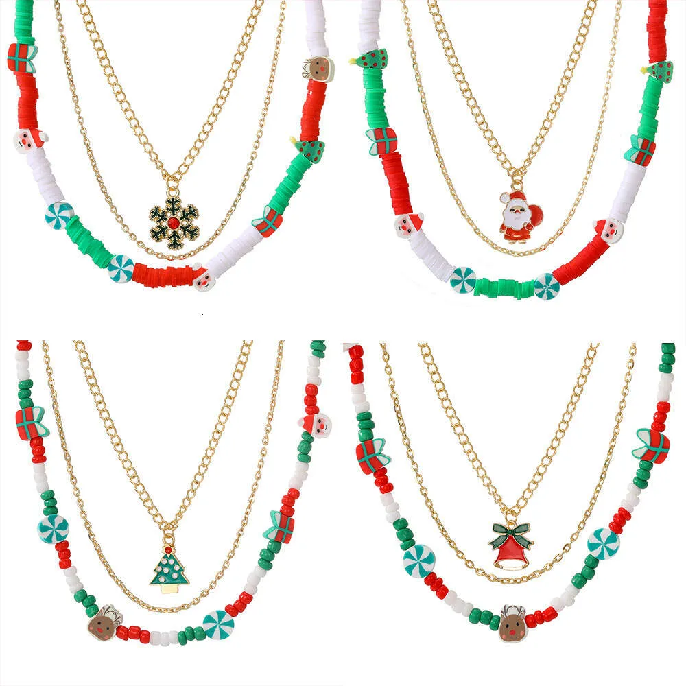 New Jewelry Drops Oil Christmas Multi Layered Bead Chain Mix and Match Personalized Necklace