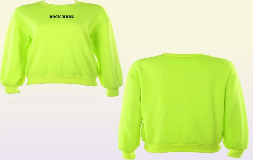 Darlingaga streetwear löst neongrön tröja kvinnor pullover brev tryckt avslappnade vintertröjor hoodies kpop kläder t25242685