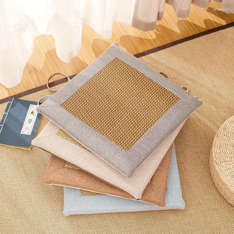 Poduszka Summer Linen oddychające kwadratowe krzesło biurowe Tatami/Floor/Joga/Bay-Window 40/45/50 cm