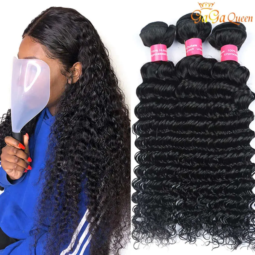 Gagaqueen Brésilien Brésilien Bundles à cheveux humains Brésiliens Brésiliens 100% Brésilien Deep Wave 3/4 Bundles Bundles Brésiliens Human Hair Weaves