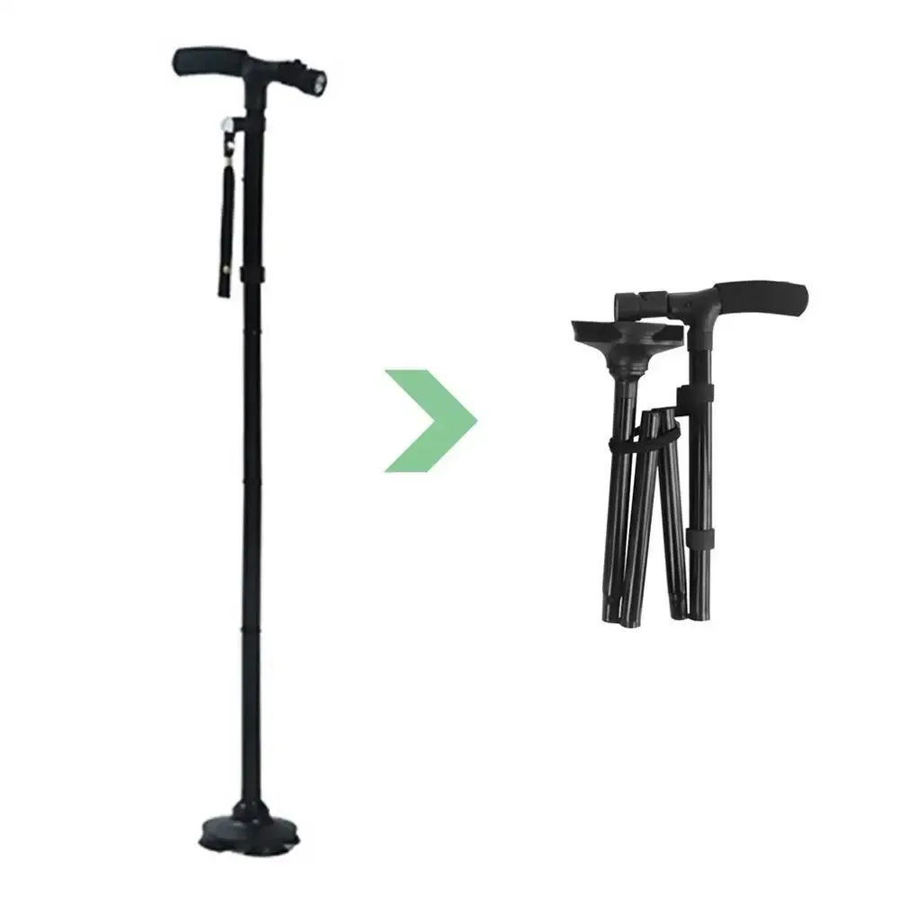 Polaki Magic Cane Folding LED Światło Bezpieczeństwo Bezpieczeństwo spacerowe 4 głowa obrotowa zaufana baza dla starego człowieka T Trekking Sules Trekking Cane