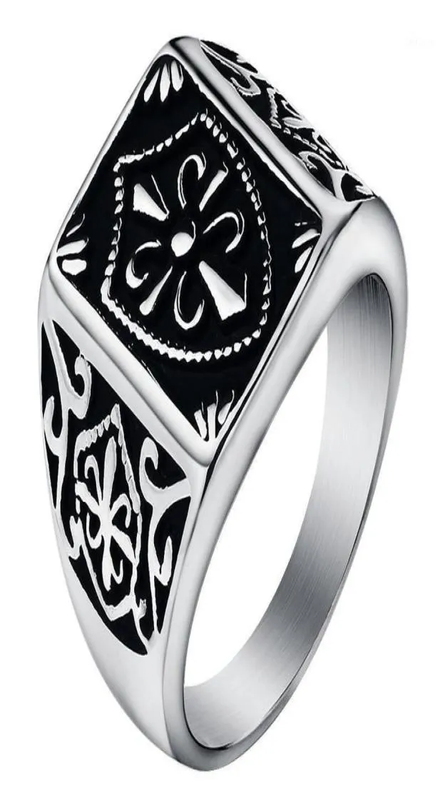 Mode guldfärg fleur de lis sköld ringer mäns silverfärg crest signet ring rostfritt stål cyklist smycken storlek 7-1414310343