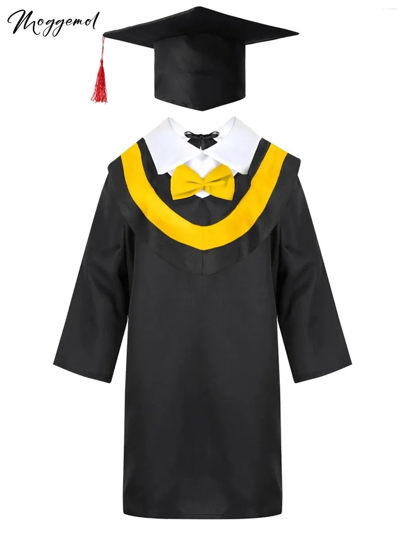 Clothing Sets Kids Graduation Gown Bachelor Costumes Primary School Students With Tassel Cap For Boys Girls Robe Outfits