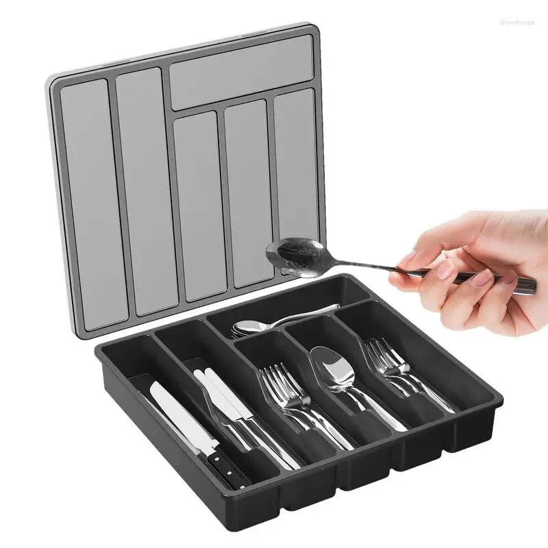 Dinnerware Sets Flatware Utensil Storage Case Drawer Divider Tray Lid Design Fork And Spoon Box For Picnic RV Trips Family