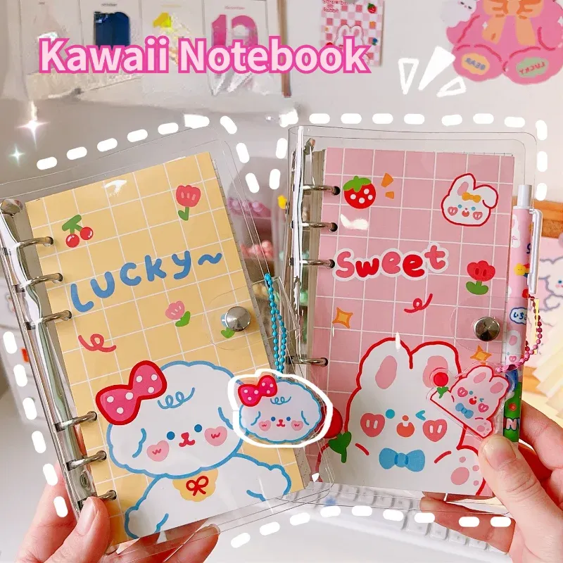 Notebooks Kawaii Bear Loose Leaf Coil Notebook Cute Journal Notepad Planner Colored Inner Diary Notebooks for Kids Korean Stationery