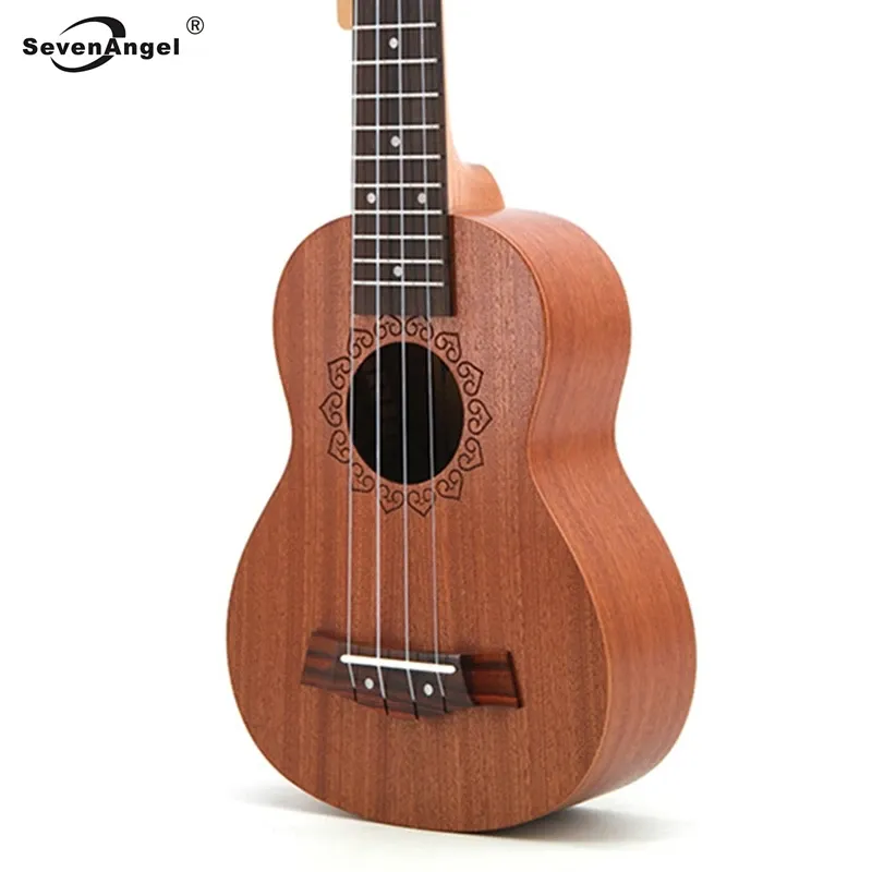 Kabels zevenangel 21inch sopraan ukulele 4 strings mini gitaar sapele 15 frets ukelele gesloten knop groothandelsprijs