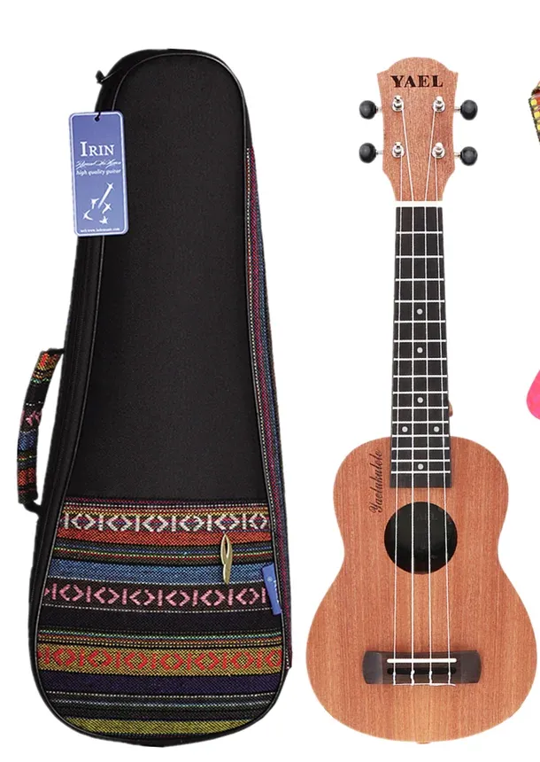 Câbles de haute qualité 21 pouces soprano ukulélé / ukulélé sac sapele bois 15 frette quatre cordes hawaii guitar corde instrument de musique