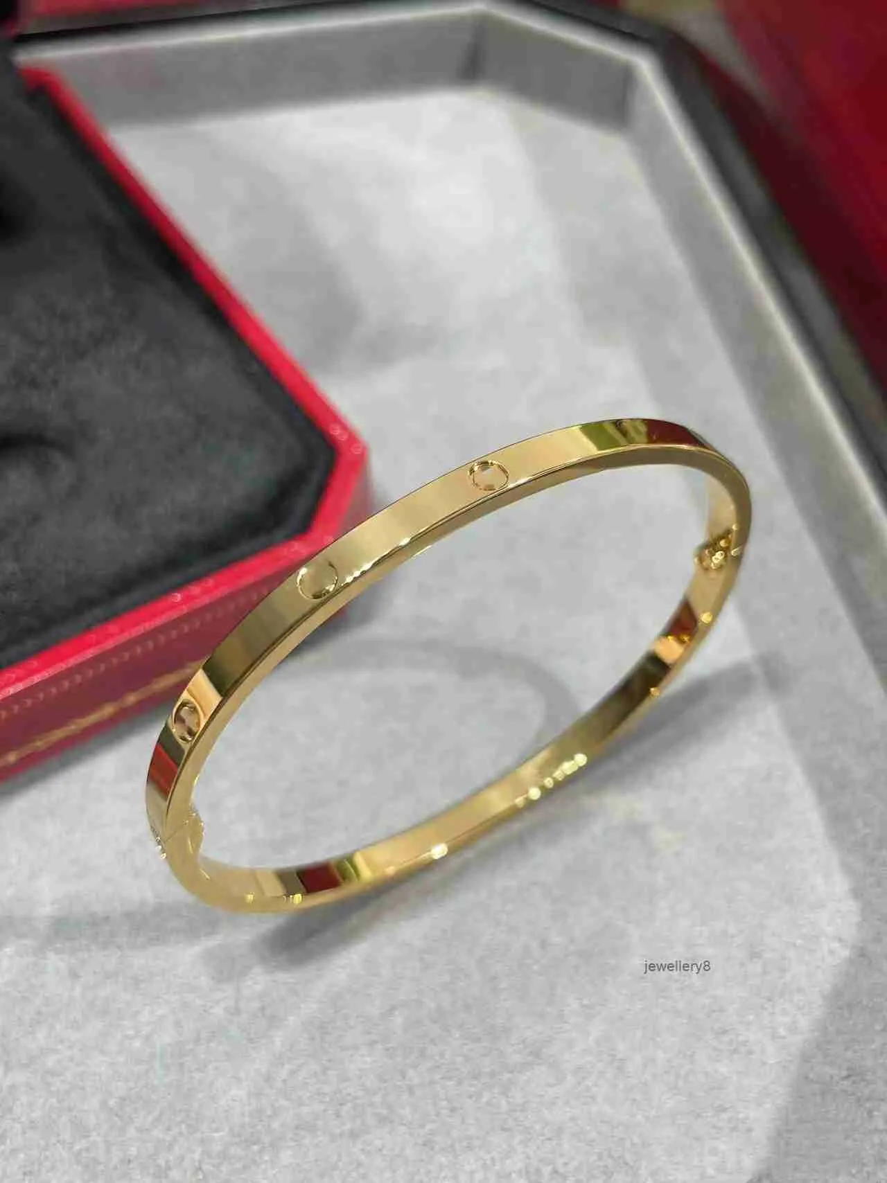 Bracciale oro Bracciale sottile per le donne Love senza diamanti Top-Gold 18K Bracciale d'argento Open Open Wedding Jewelry per G